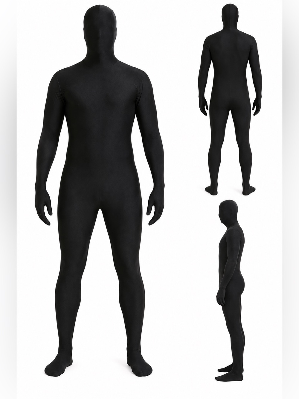 Full-Body Men’s Matte Black Morphsuit Lightweight Stretch Fit Size: Large